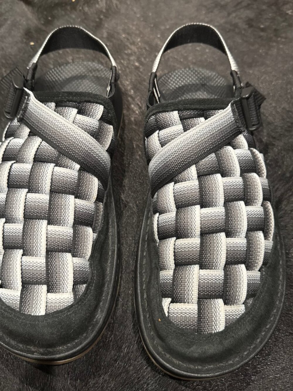 Chaco Canyon Woven Clog Fade Men's Size 12 Black & White Slip On Sandals